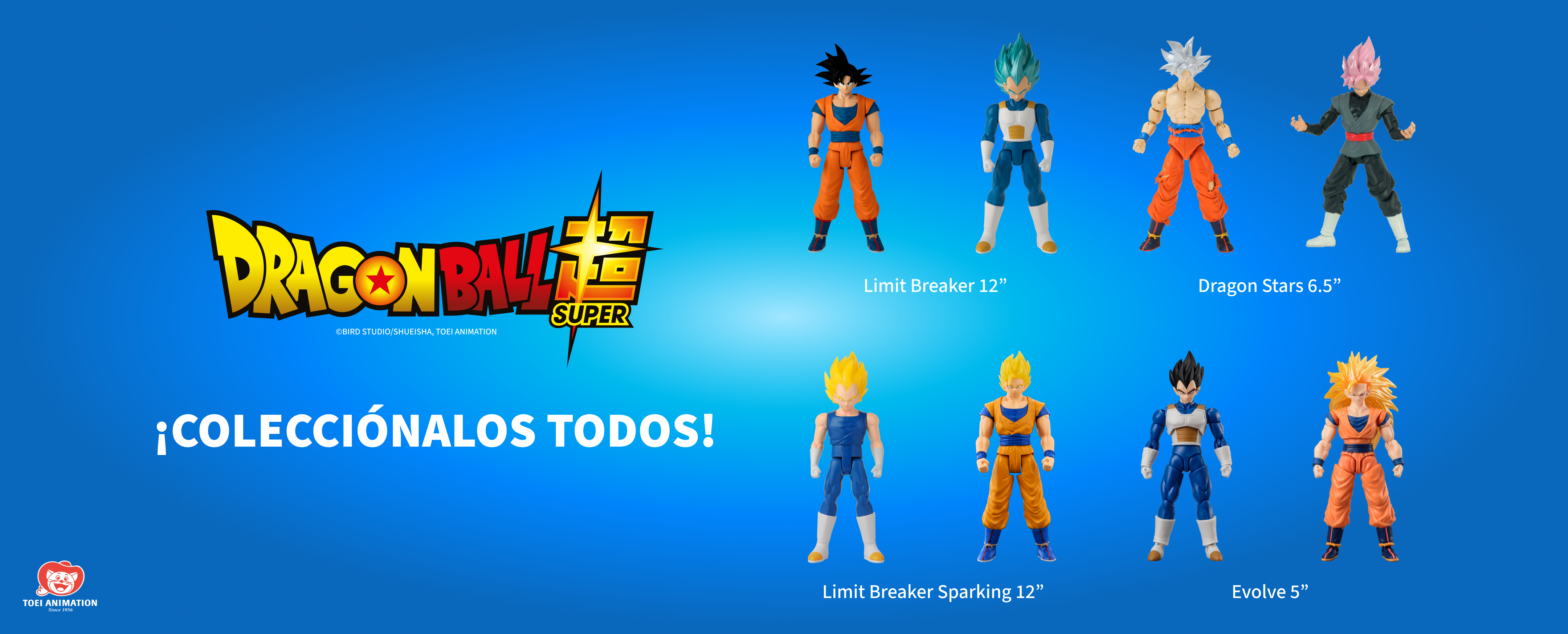 Dragon Ball - Colecciónalos todos. Limit Breaker 12", Dragon Stars 6.5", Limit Breaker Sparking 12", Evolve 5"